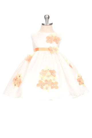 Bernadette 219-F Shantung Baby Dress Decorated with Flower Petals