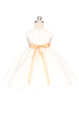 Bernadette 219-F Shantung Baby Dress Decorated with Flower Petals