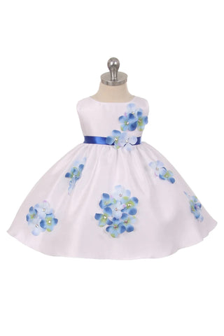 Bernadette 219-F Shantung Baby Dress Decorated with Flower Petals