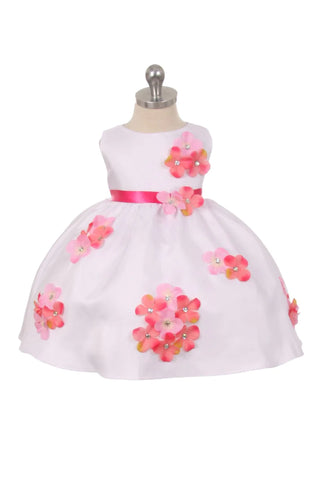 Bernadette 219-F Shantung Baby Dress Decorated with Flower Petals