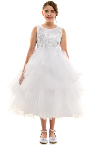 Aspen C325 Gorgeous Multi Tiered Skirt With Hand Beaded 3D Applique On Bodice