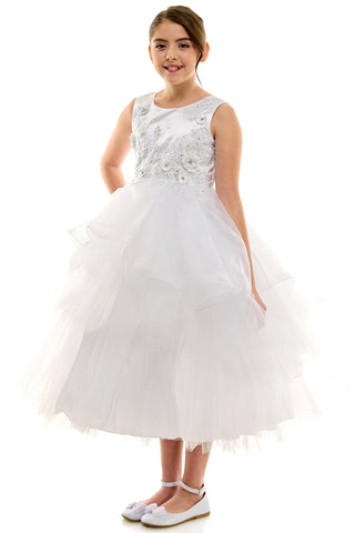 Aspen C325 Gorgeous Multi Tiered Skirt With Hand Beaded 3D Applique On Bodice