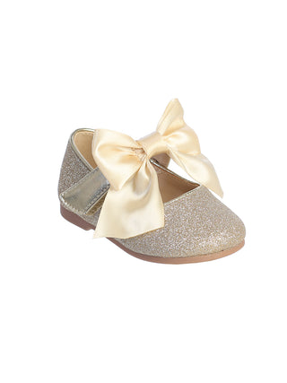 (S162) Girls' Shoes, Glitter Shoe with Satin Bow